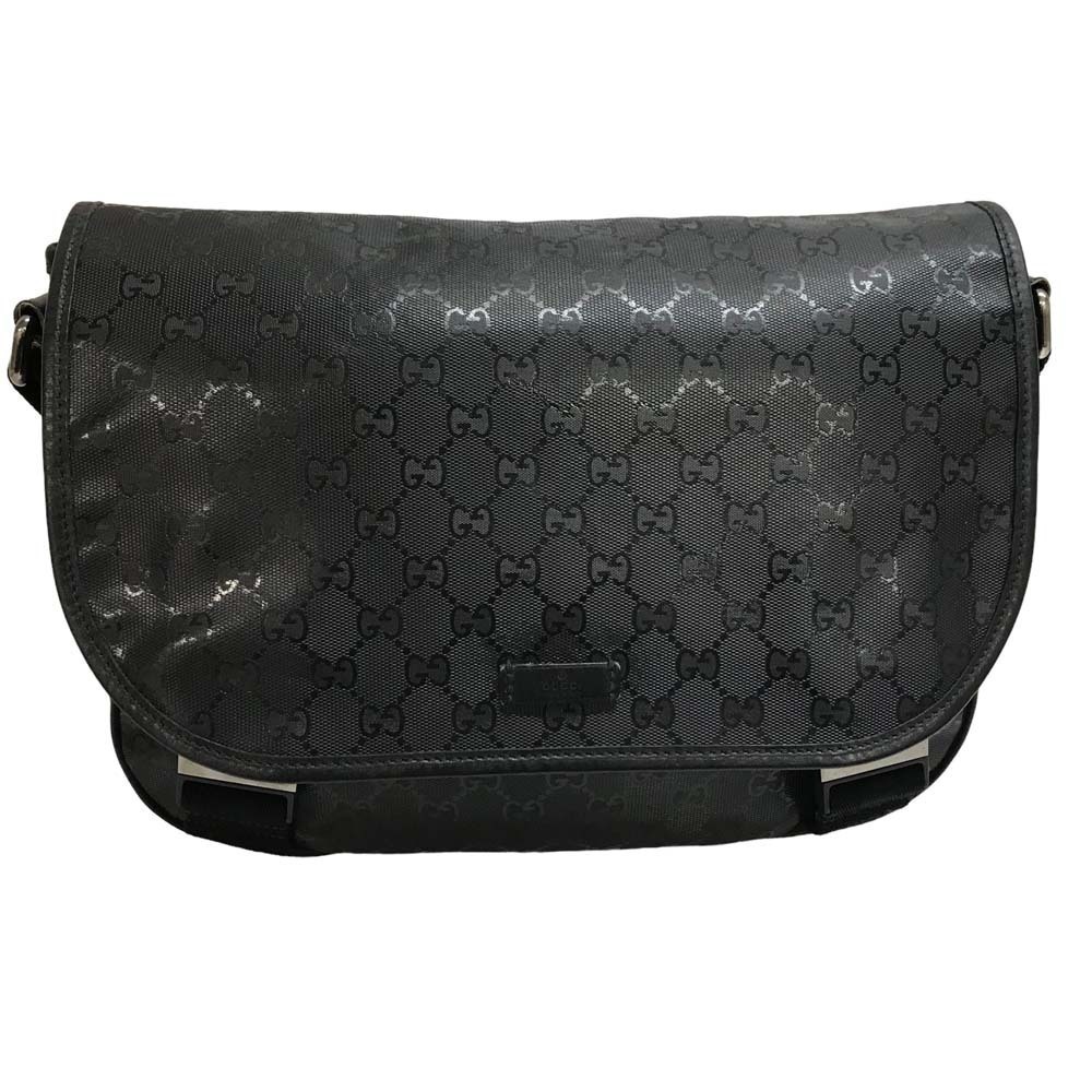 Gucci Messenger Zipper Open Pocket Bag Imprime Crossbody GG Black